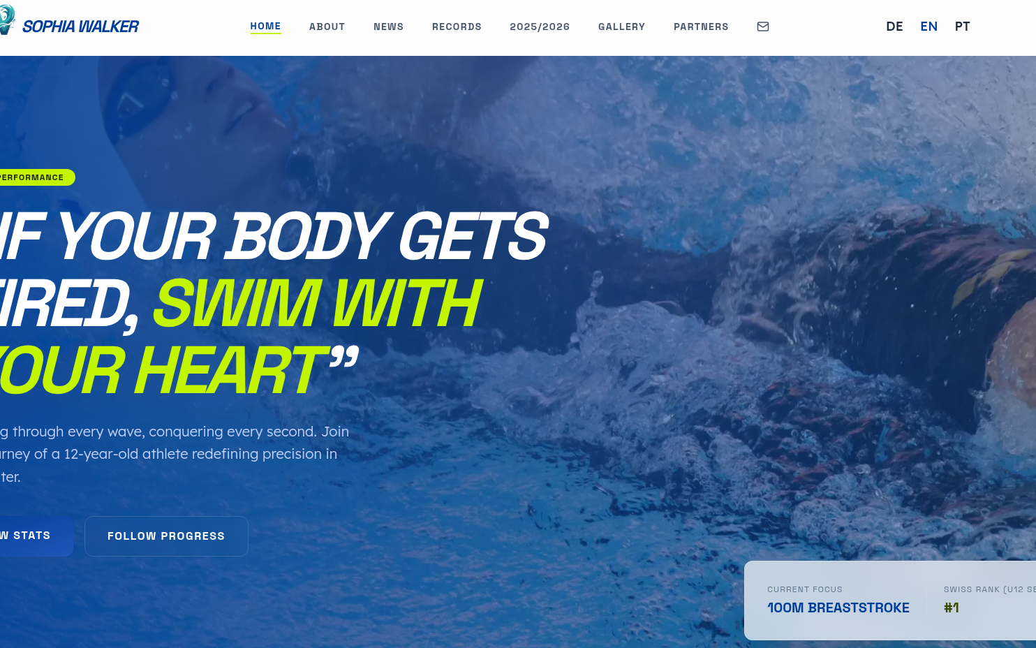 SophiaWalker.ch — athlete presence